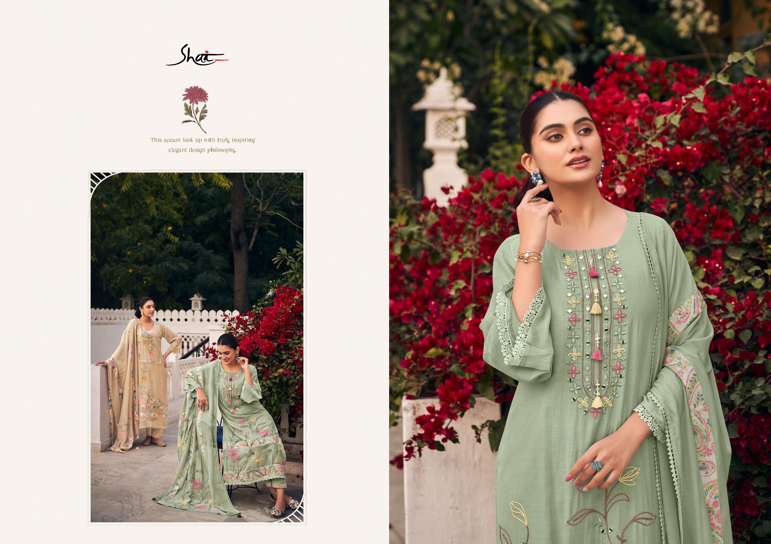 Jay Vijay Designer Malai Chanderi Hand Dori Work Suit Set