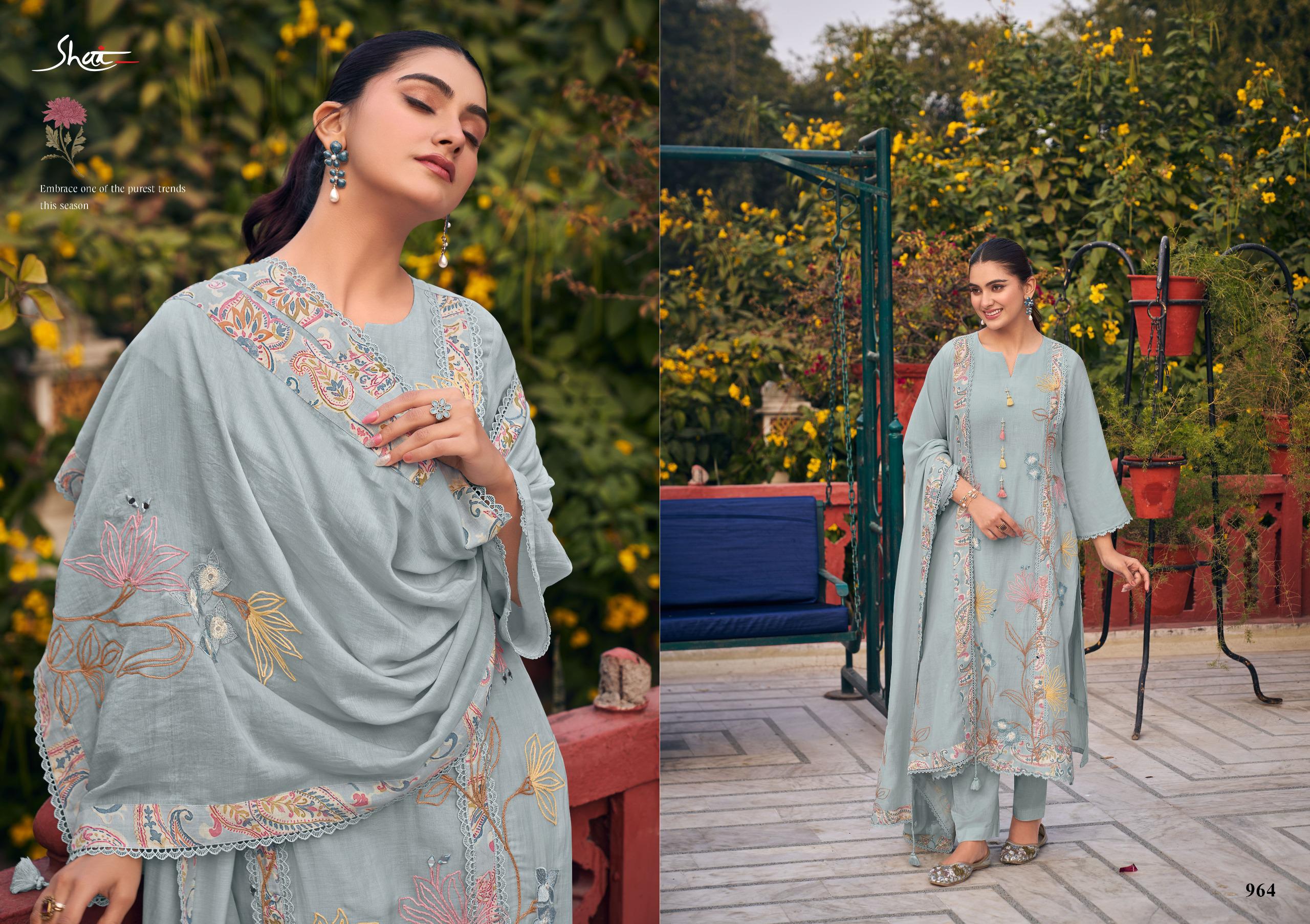 Jay Vijay Designer Malai Chanderi Hand Dori Work Suit Set