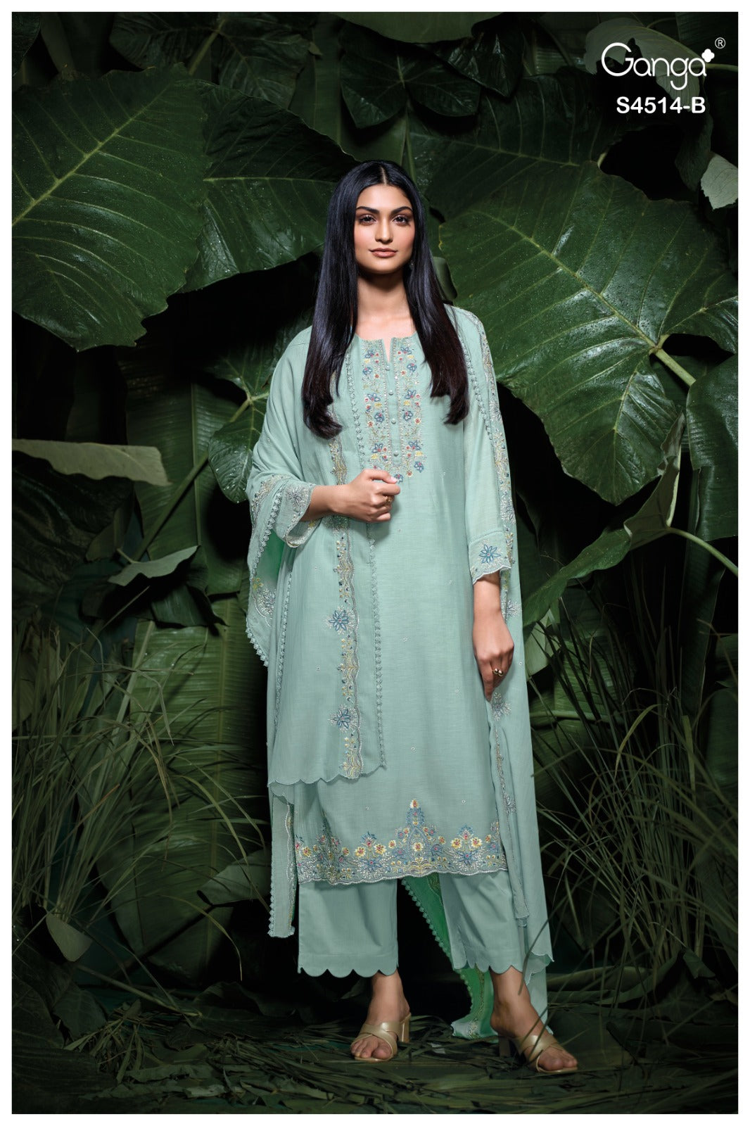 Ganga Elegant Banarasi Mal Embroidered Designer Suit Set