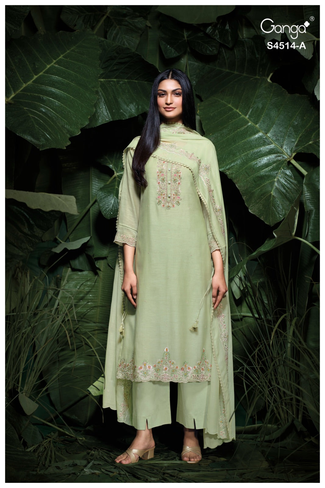 Ganga Elegant Banarasi Mal Embroidered Designer Suit Set