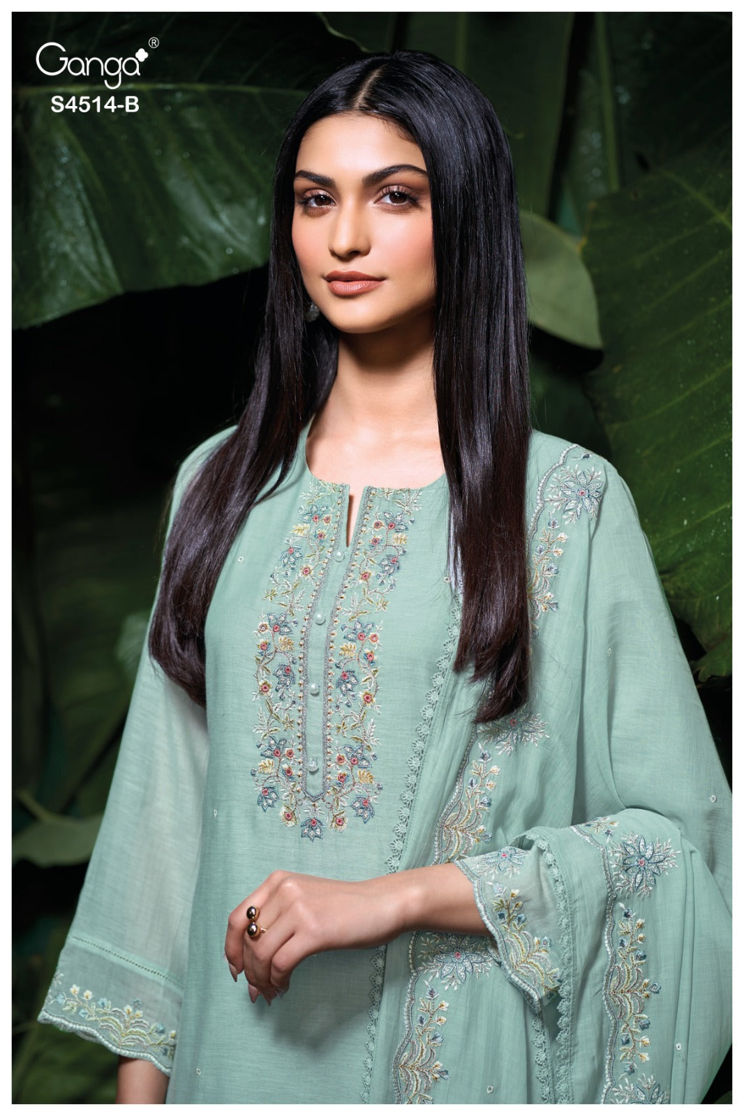 Ganga Elegant Banarasi Mal Embroidered Designer Suit Set