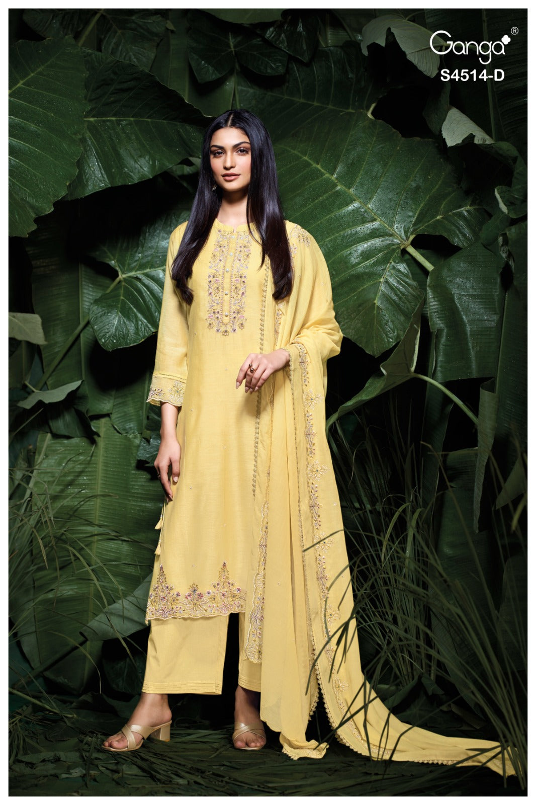 Ganga Elegant Banarasi Mal Embroidered Designer Suit Set