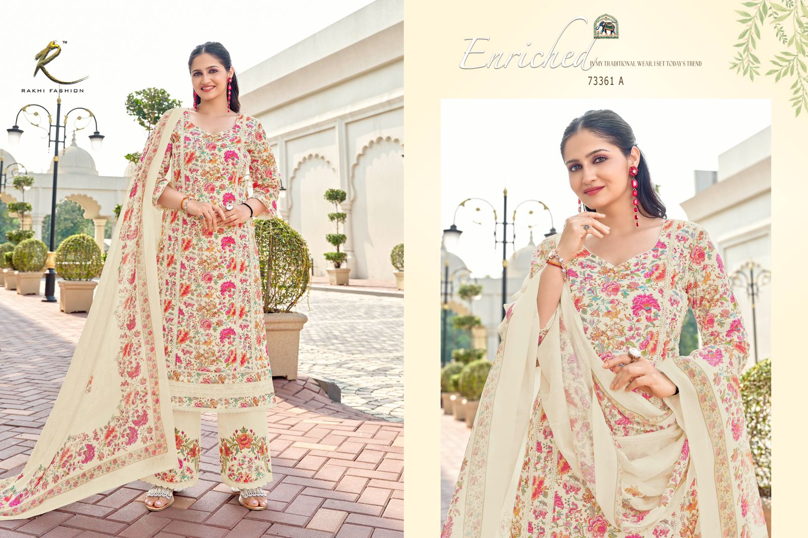 Sunset Bloom Embroidered Cotton SUIT Set