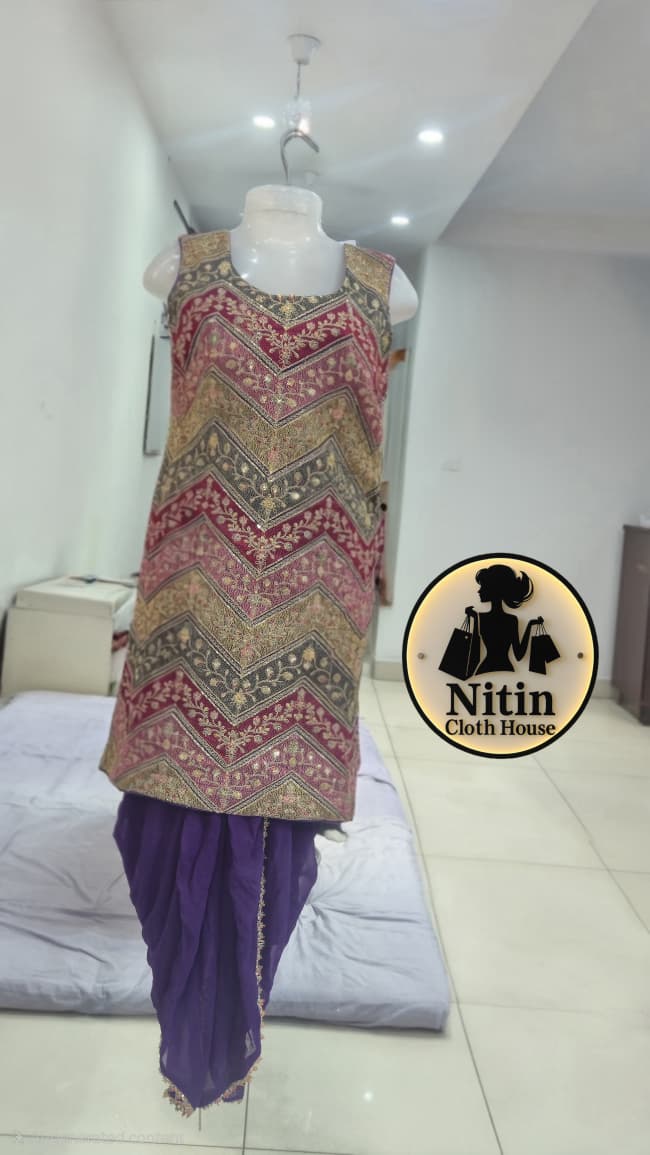 💜 Designer Straight Shirt with Tulip Bottom – XL Size 💜