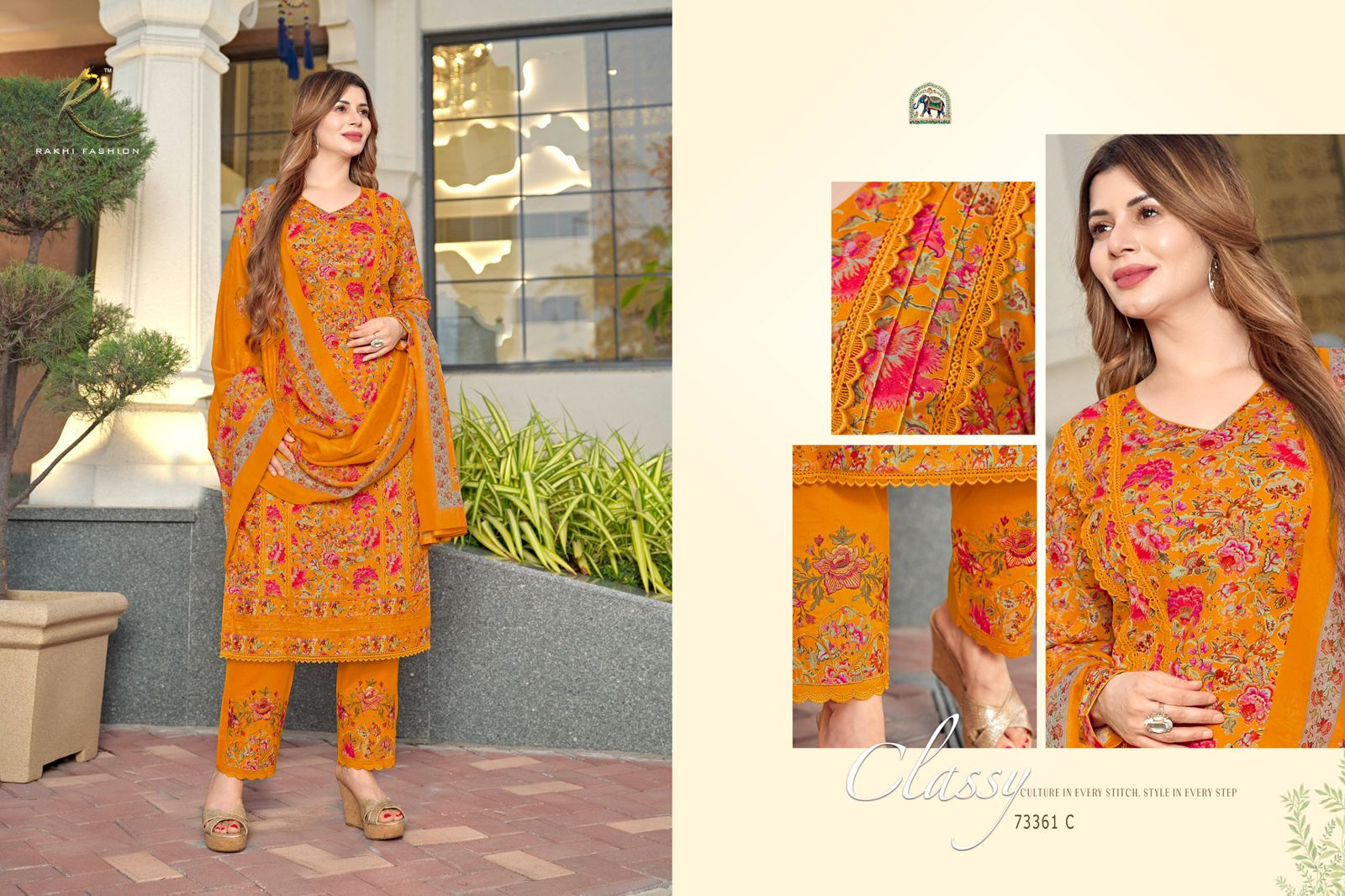 Sunset Bloom Embroidered Cotton SUIT Set