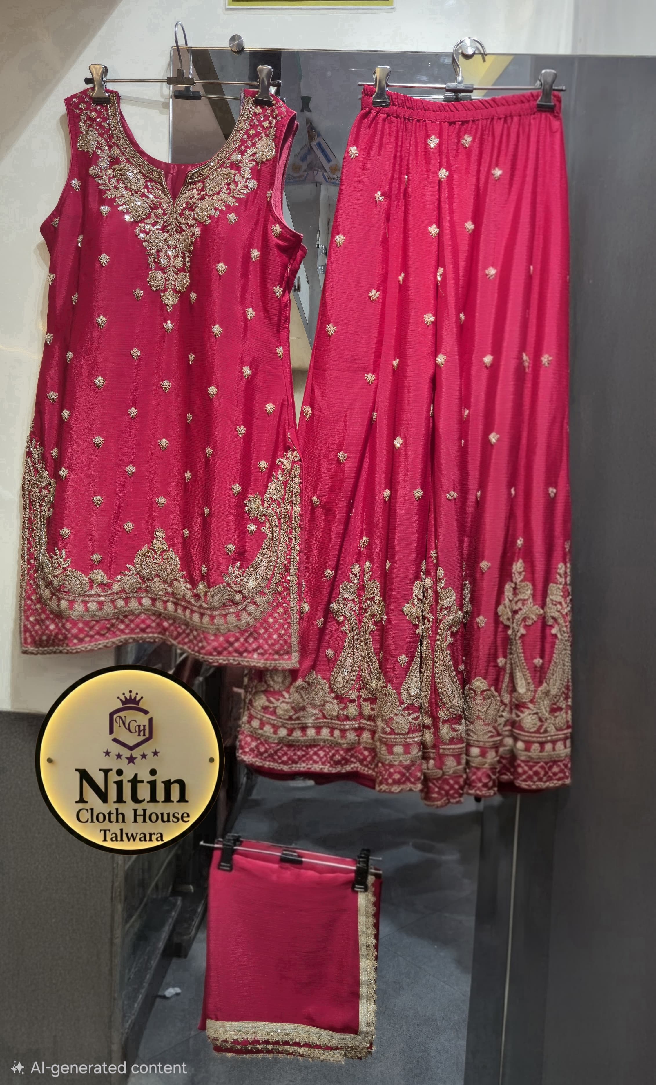 🏵️Elegant  Sharara Suit with Heavy Golden Embroidery🏵️