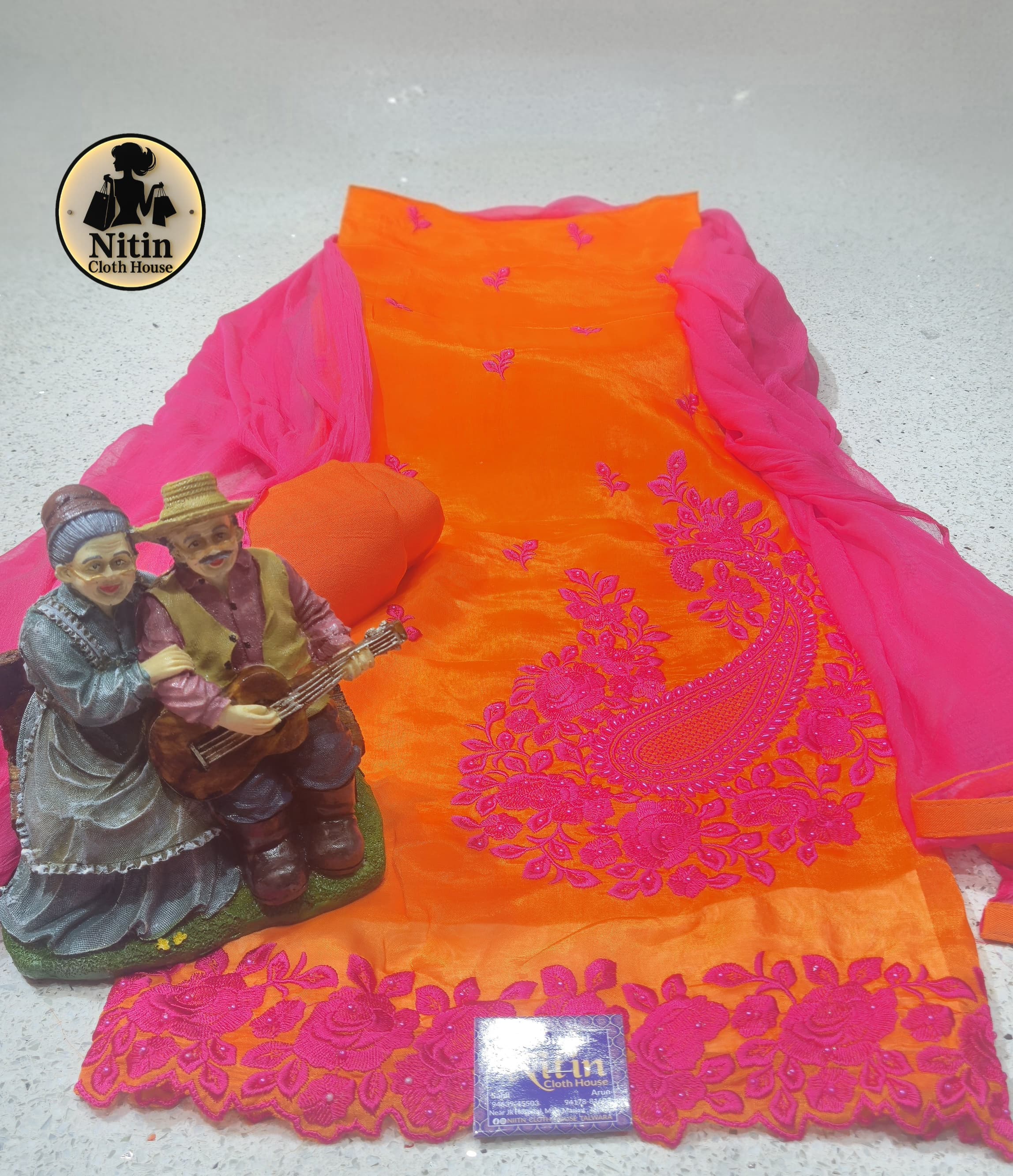 ✨ Elegant Organza Silk Embroidered Suit ✨