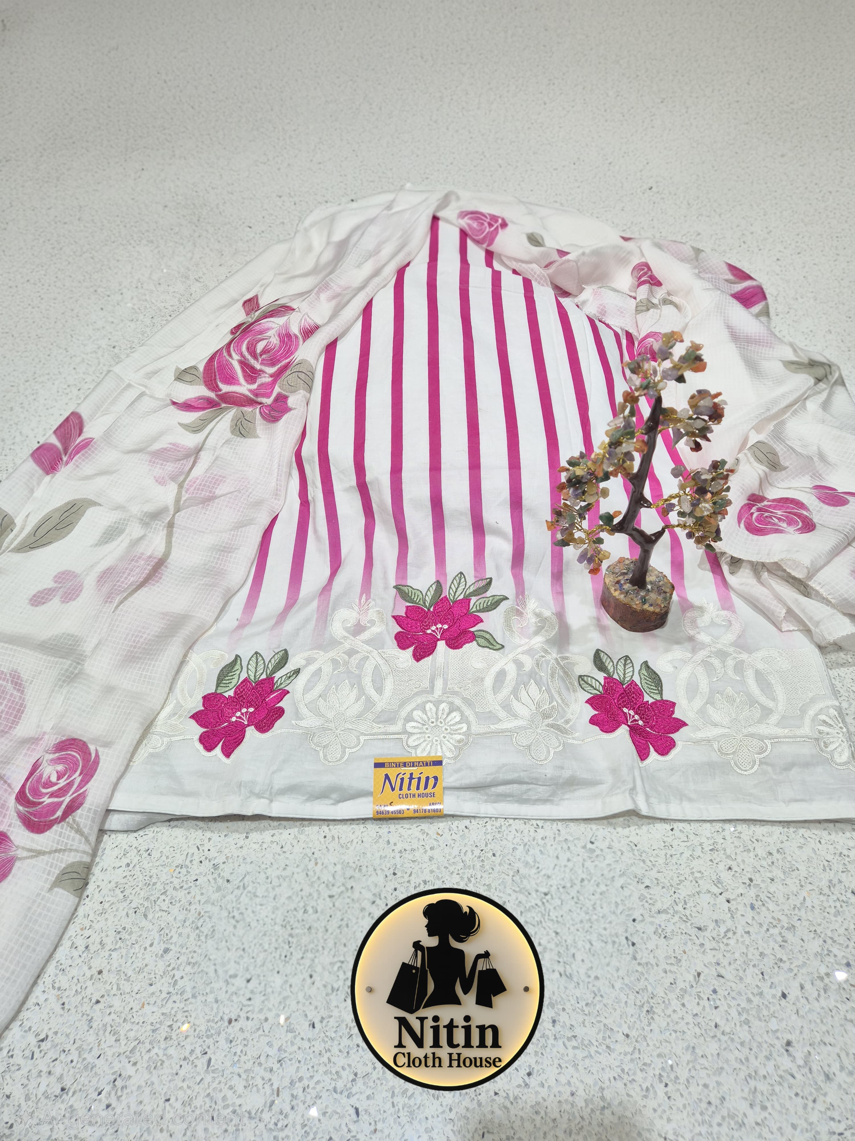 🌸 Elegant Stripe Cotton Suit Set 🌸