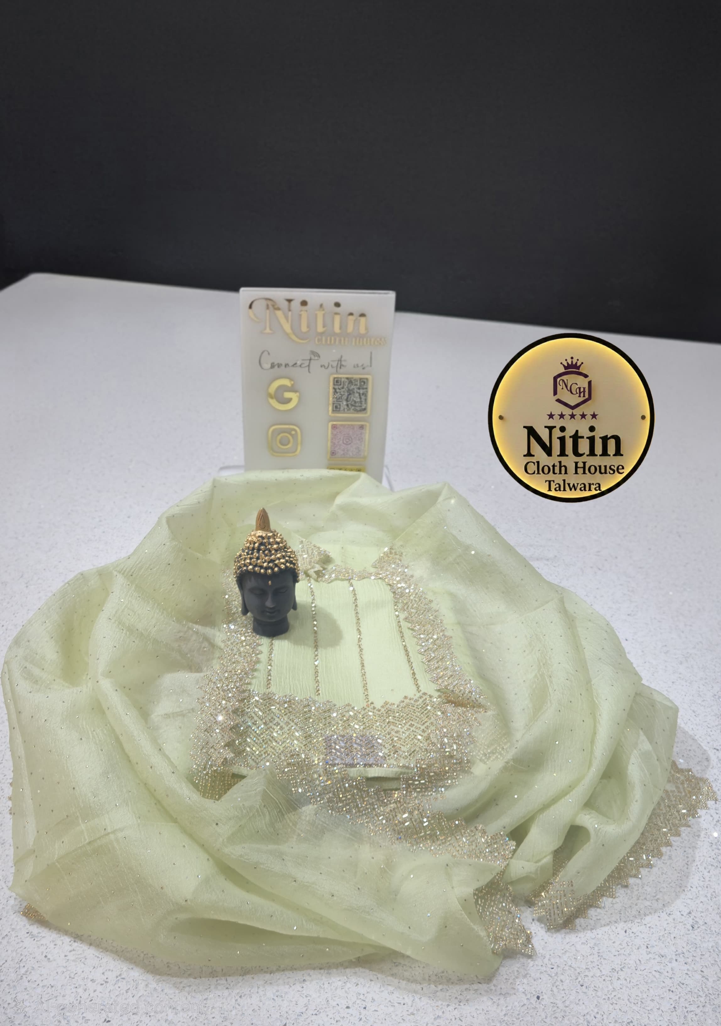 ✨Elegant Crush Gold Suit  with Glitter Work✨