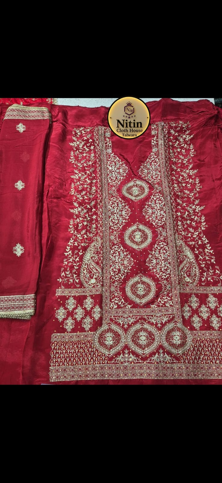 💐Majestic Red Ethnic Suit with Heavy Embroidery💐
