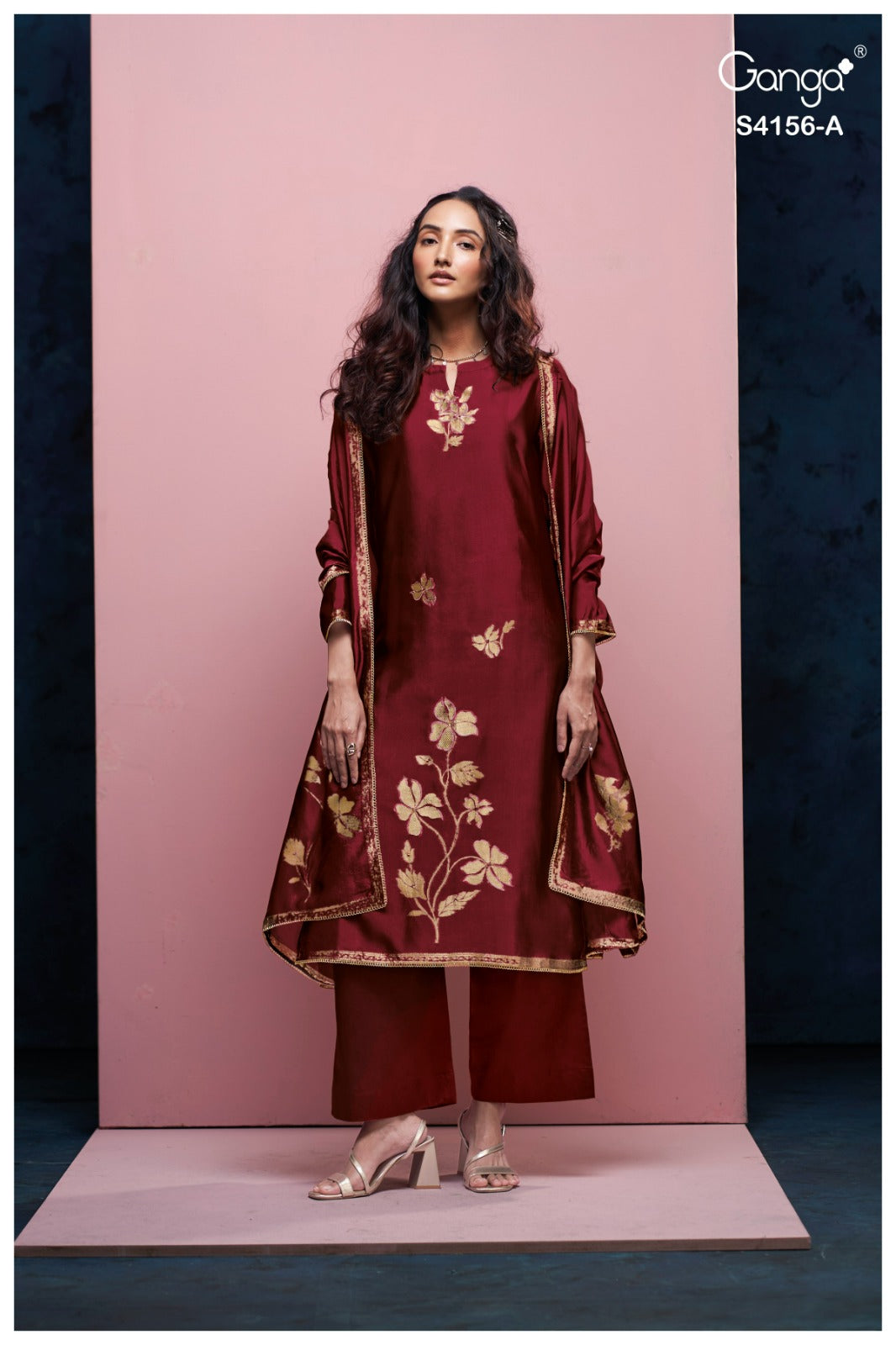 🌿 Ganga's Royal Jacquard Silk Designer Suit Set 🌿