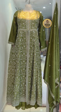 Elegant Front-Cut Embroidered Long Suit