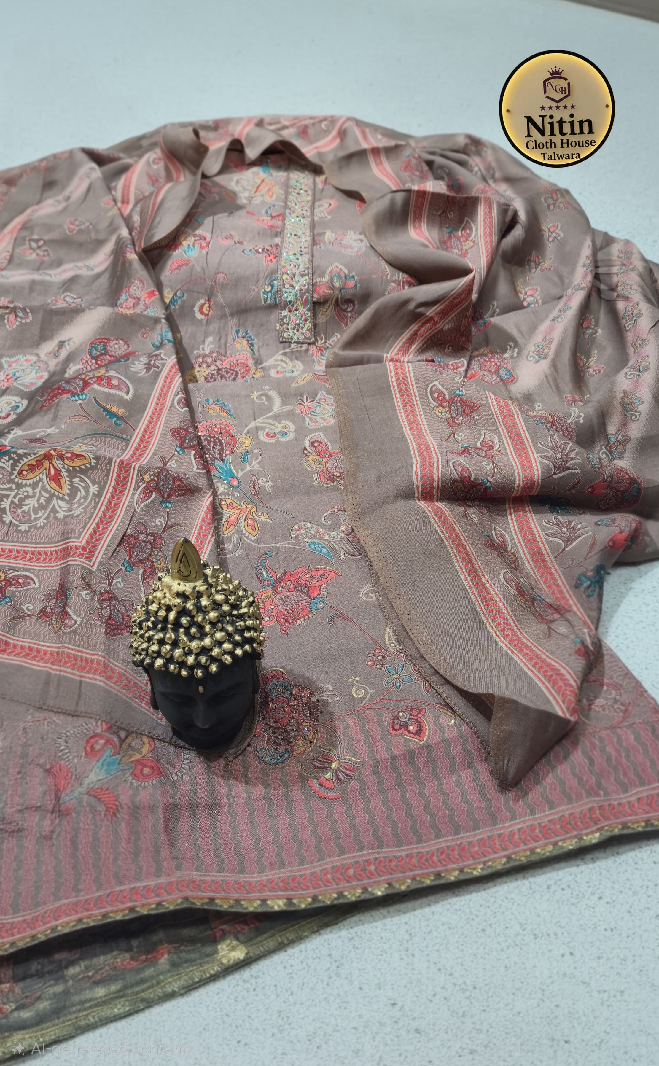 Blush  Floral Muslin Elegance Suit” 💗✨