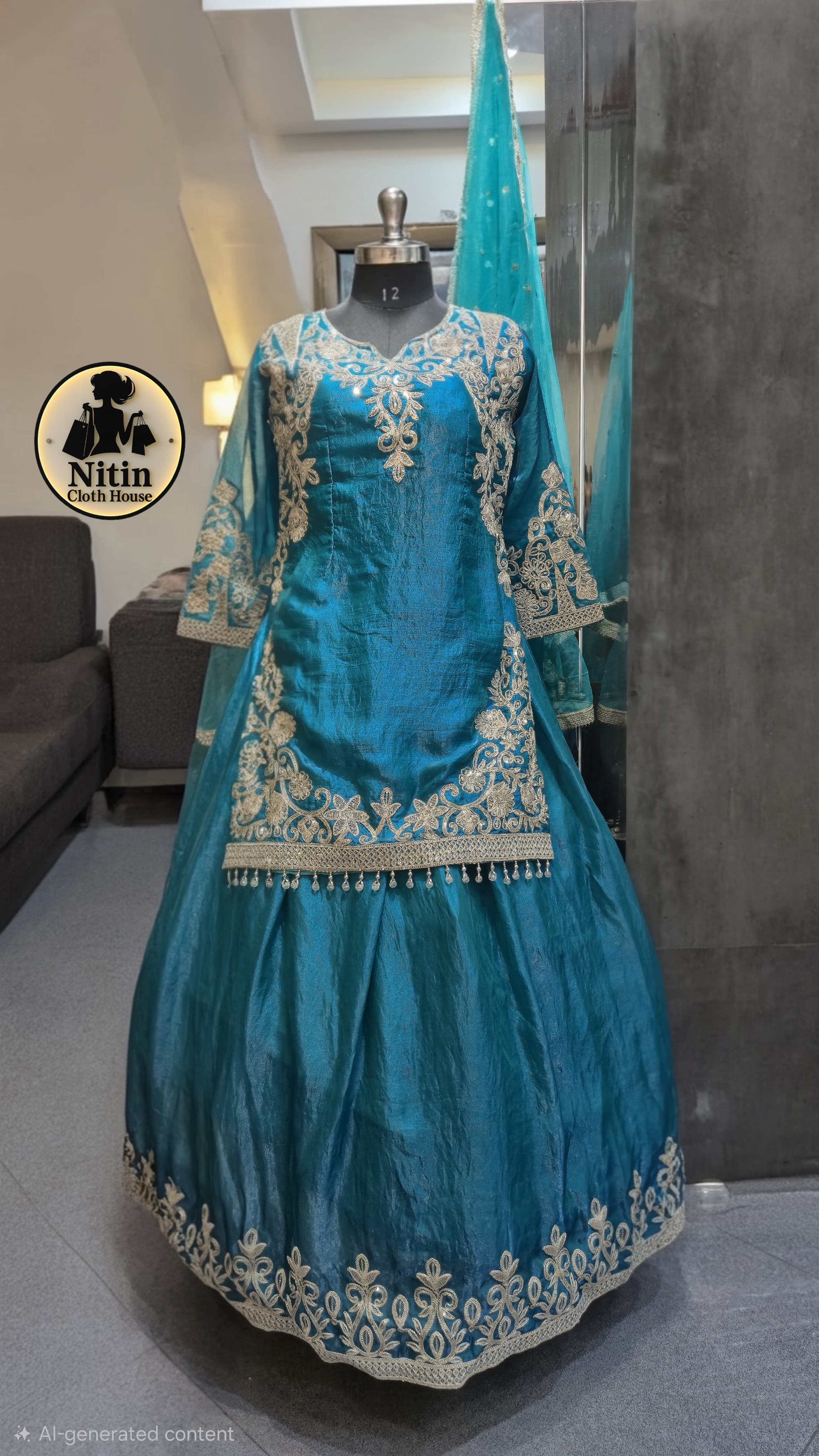 Fandy Short Kurti Lehenga with Net Chunni & Elegant Embroidery ✨