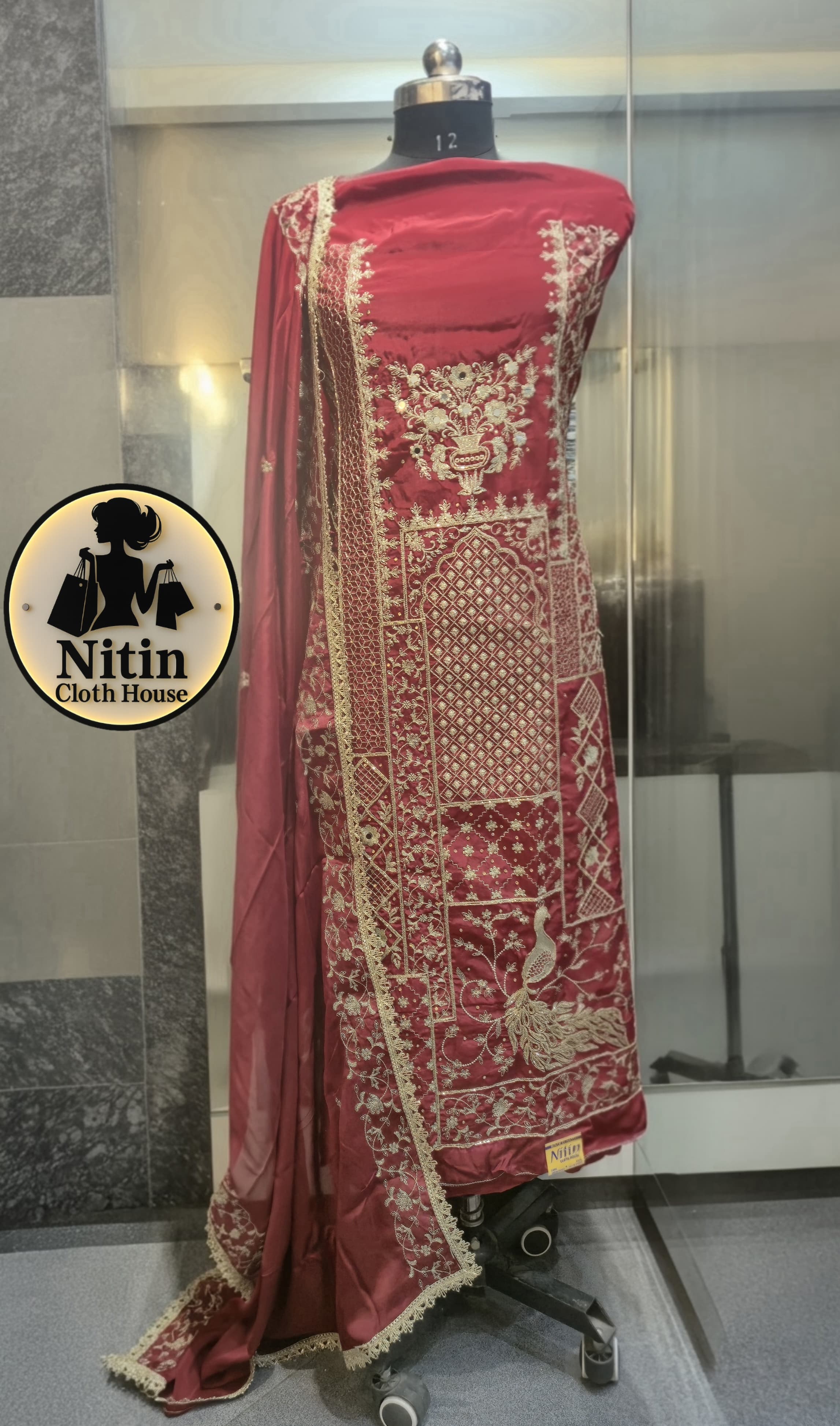 💖Royal Maroon Silk Suit with Intricate Gold Zari Work💖