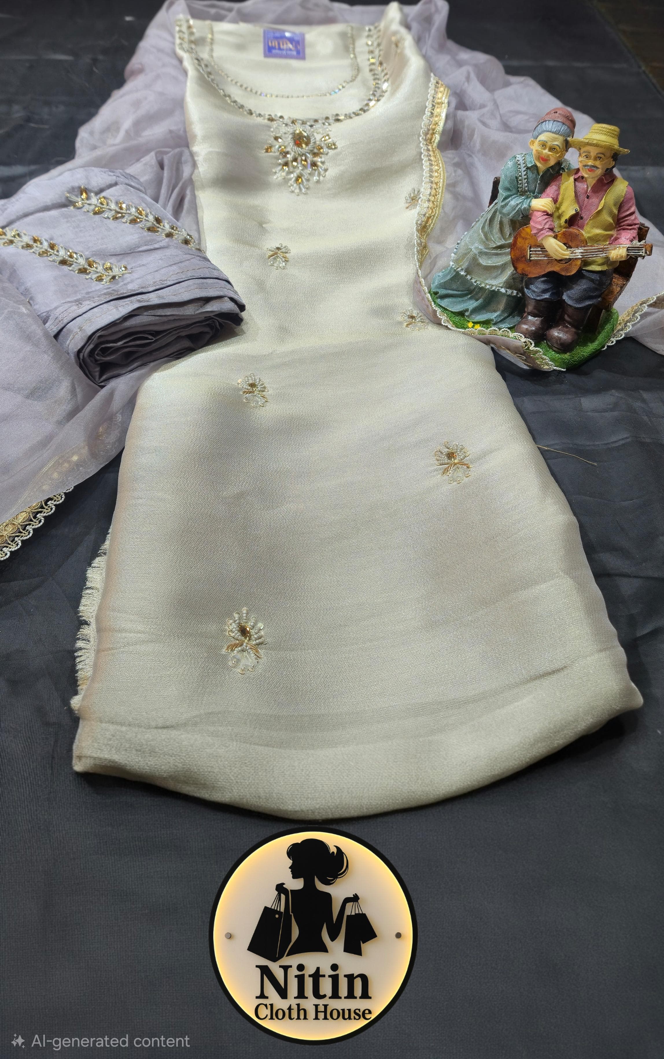 Elegant Handwork Giraffe Silk Suit