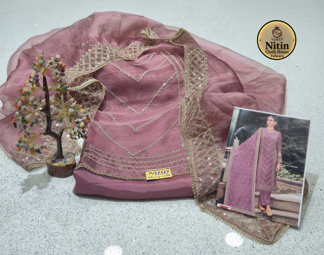 ✨ Premium Embroidered Glass Tissue Suit ✨