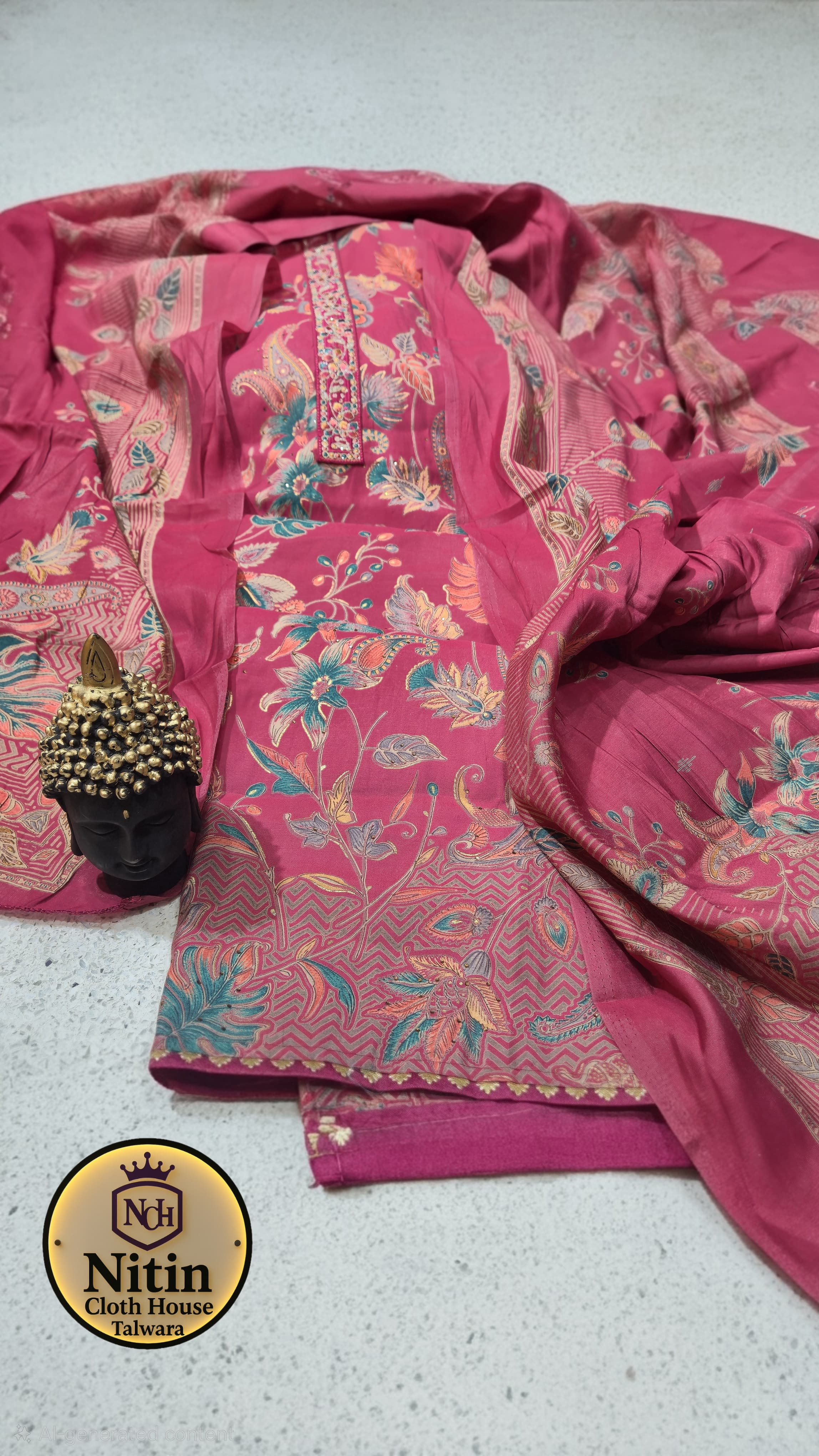 Blush  Floral Muslin Elegance Suit” 💗✨