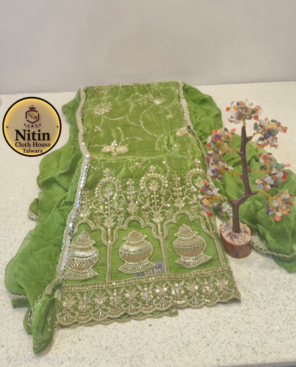 ✨ Elegant Glass Organza Suit ✨