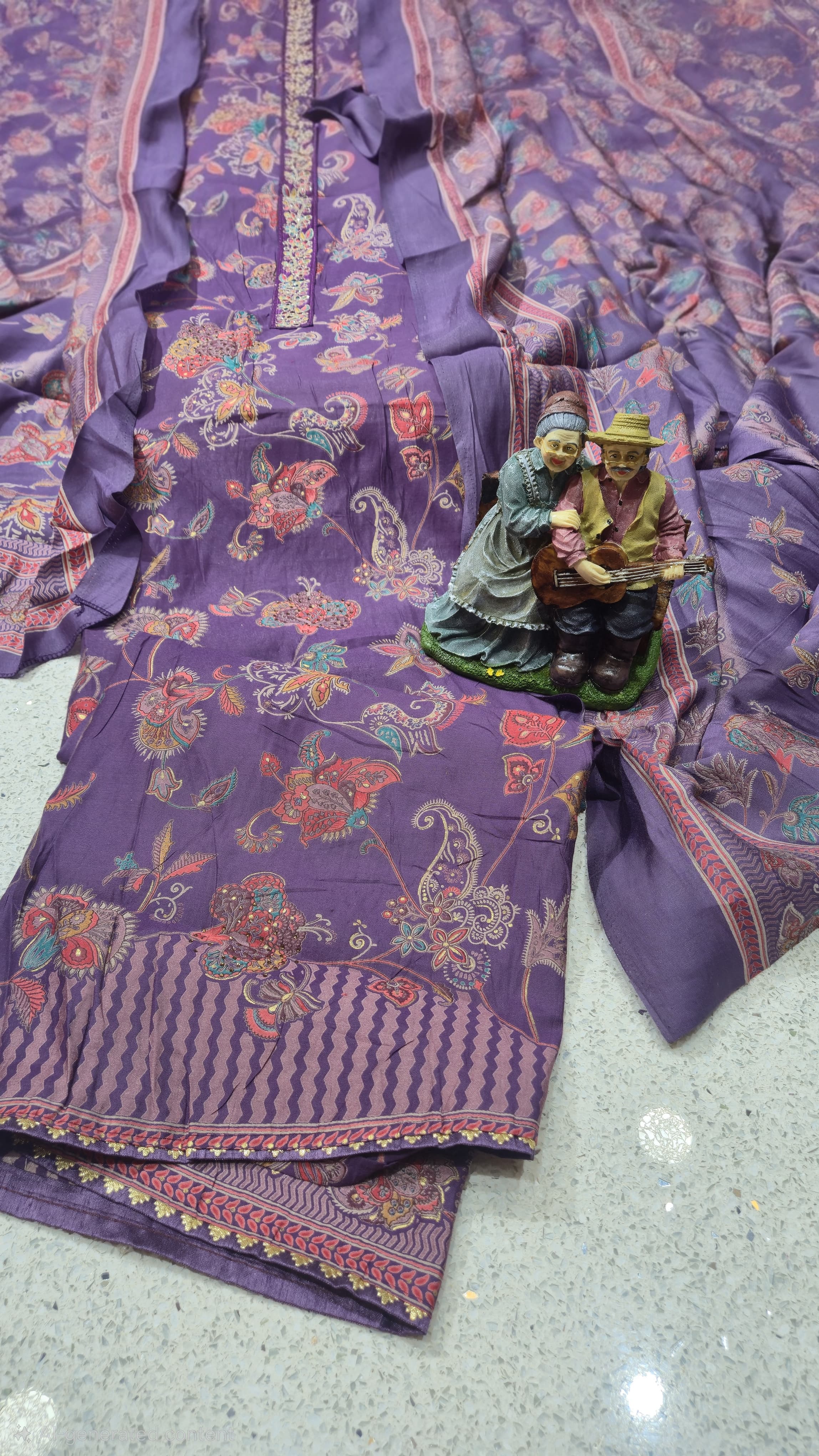 Blush  Floral Muslin Elegance Suit” 💗✨