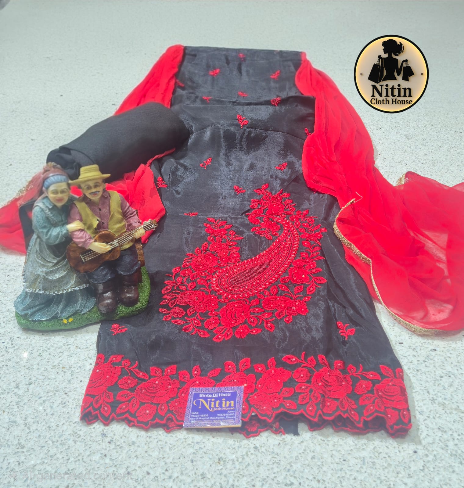 ✨ Elegant Organza Silk Embroidered Suit ✨