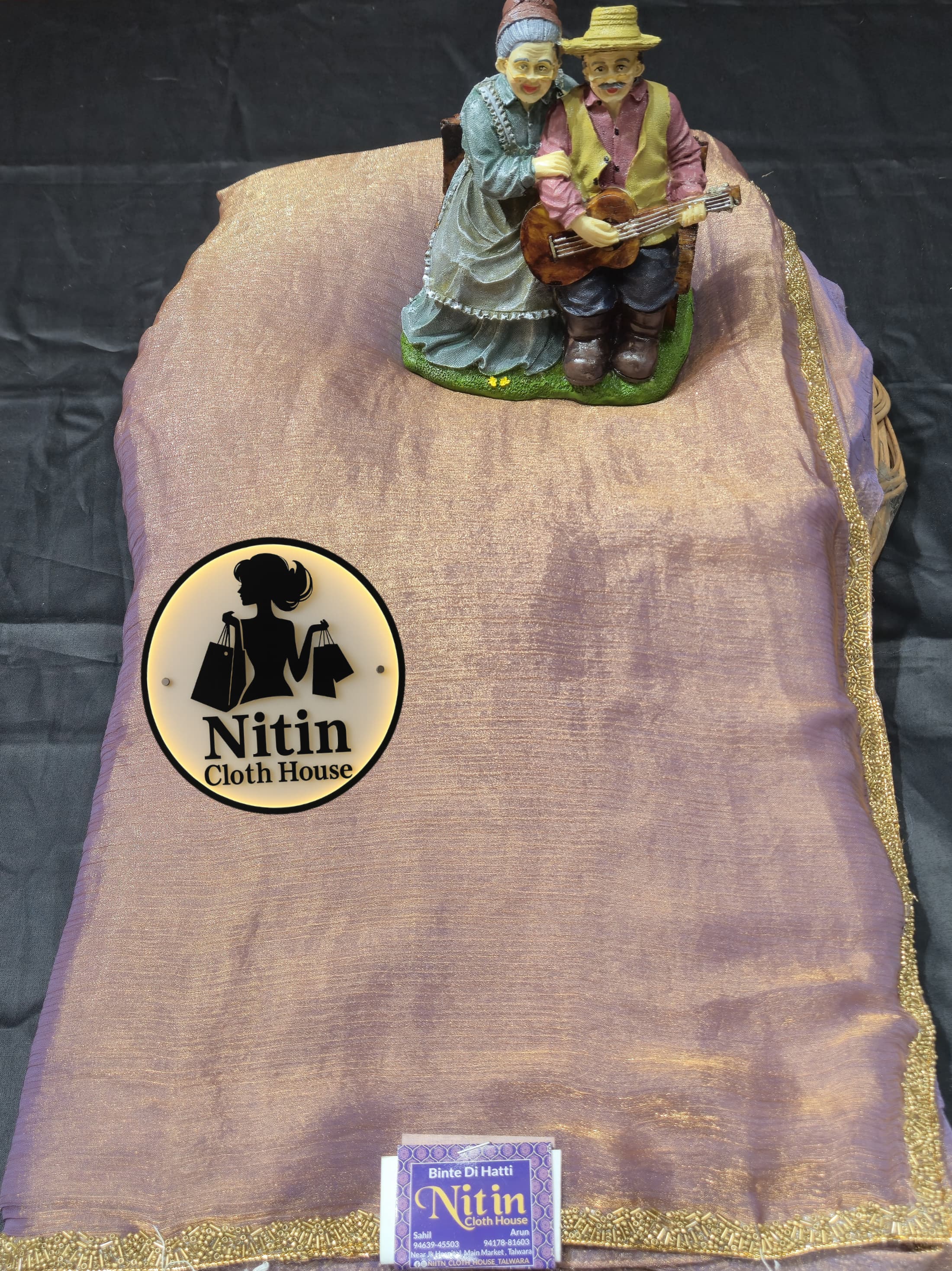 Premium Fendi Fabric Saree with Handworked Border..♥️