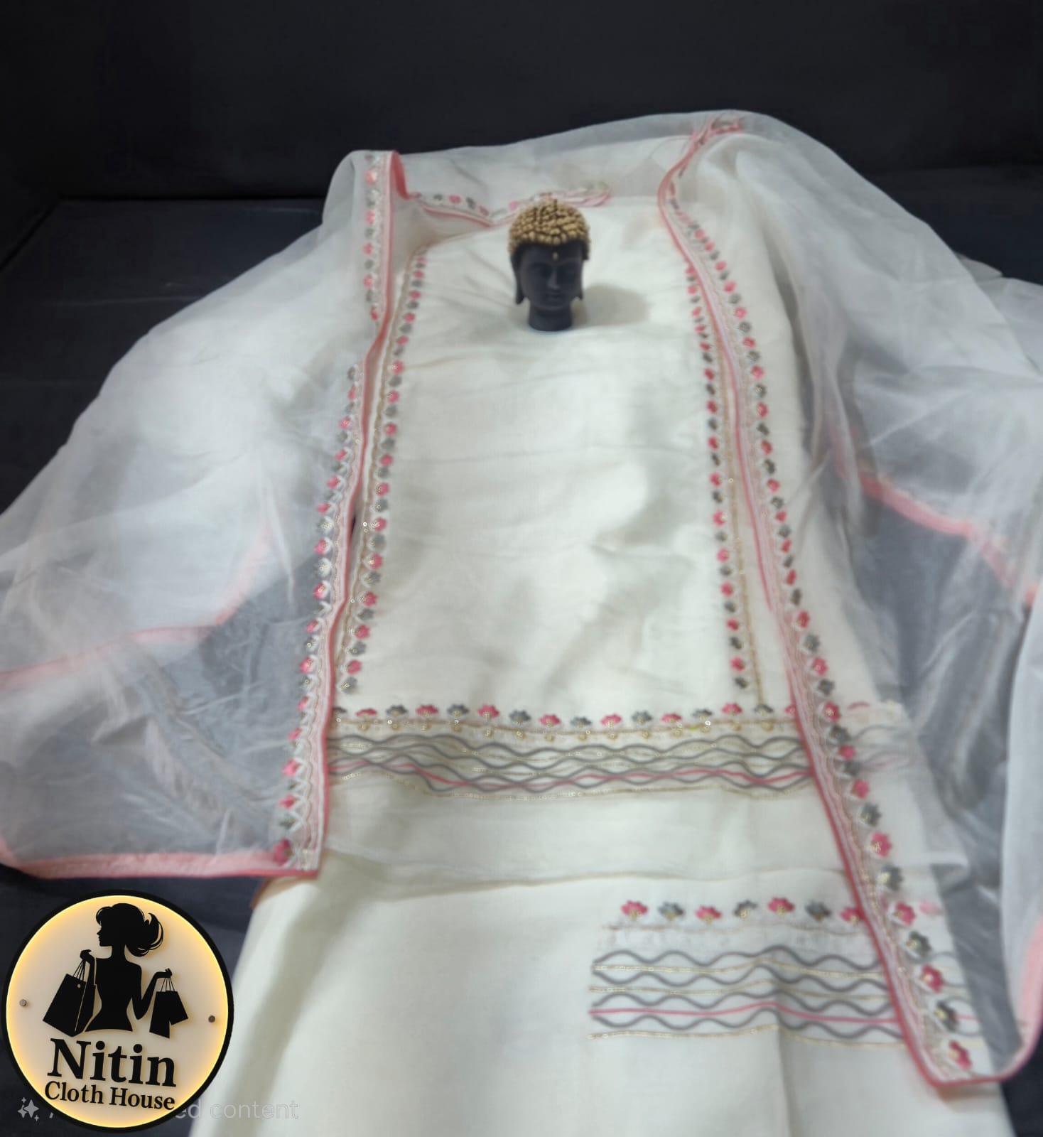 ✨ Elegant Organza Embroidered Suit Set ✨