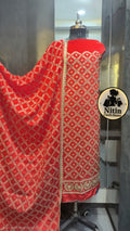 🌹Classic Red Silk Suit with Gold Zari Work🌹