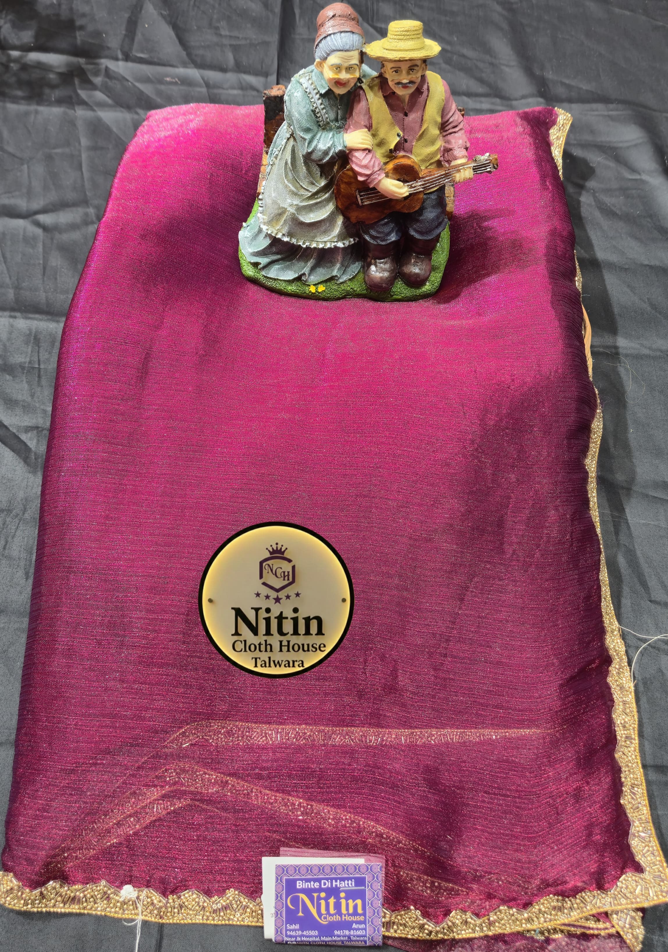 Premium Fendi Fabric Saree with Handworked Border..♥️