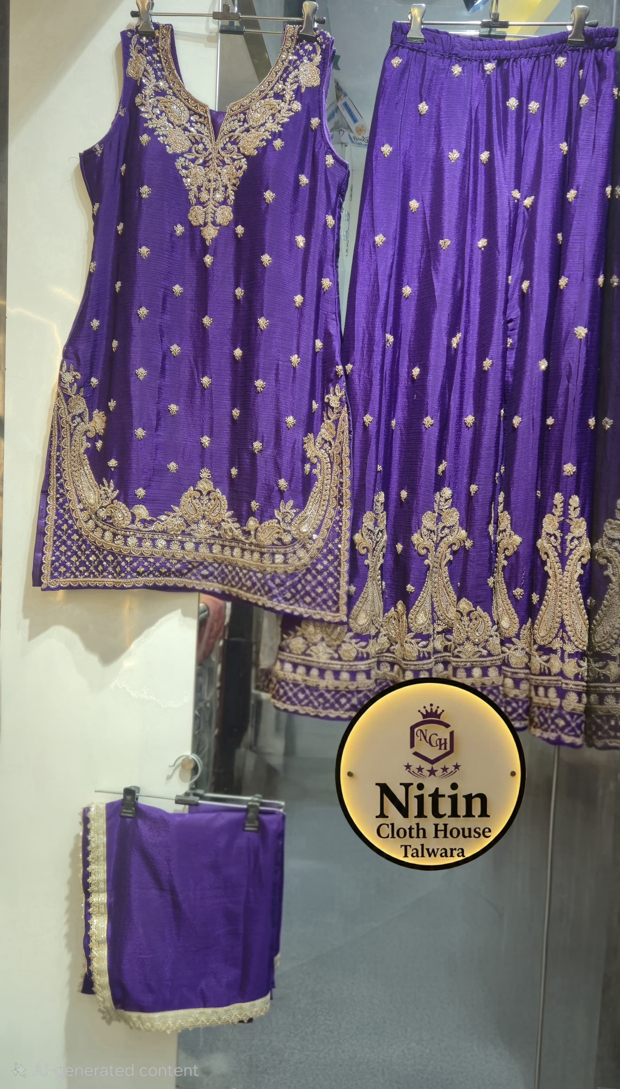 🏵️Elegant  Sharara Suit with Heavy Golden Embroidery🏵️