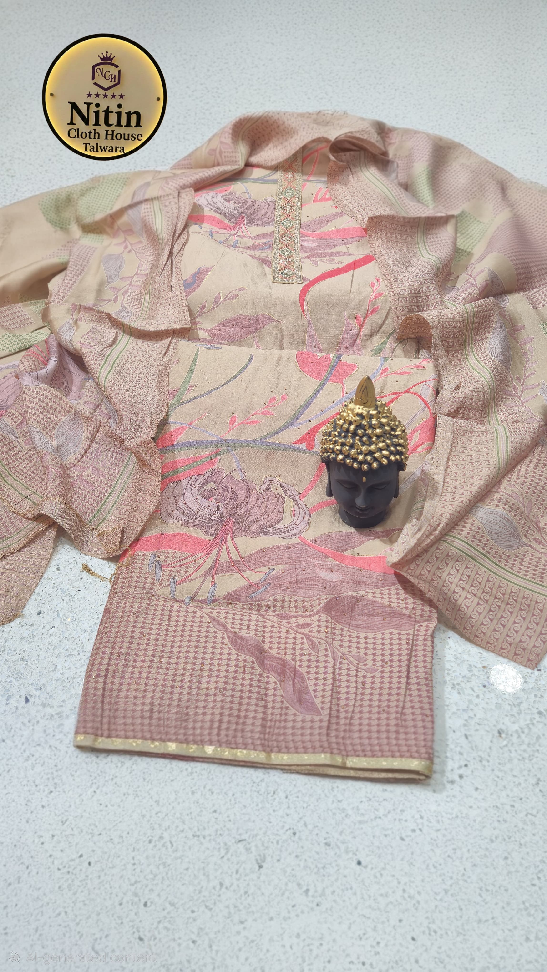 Blush  Floral Muslin Elegance Suit” 💗✨