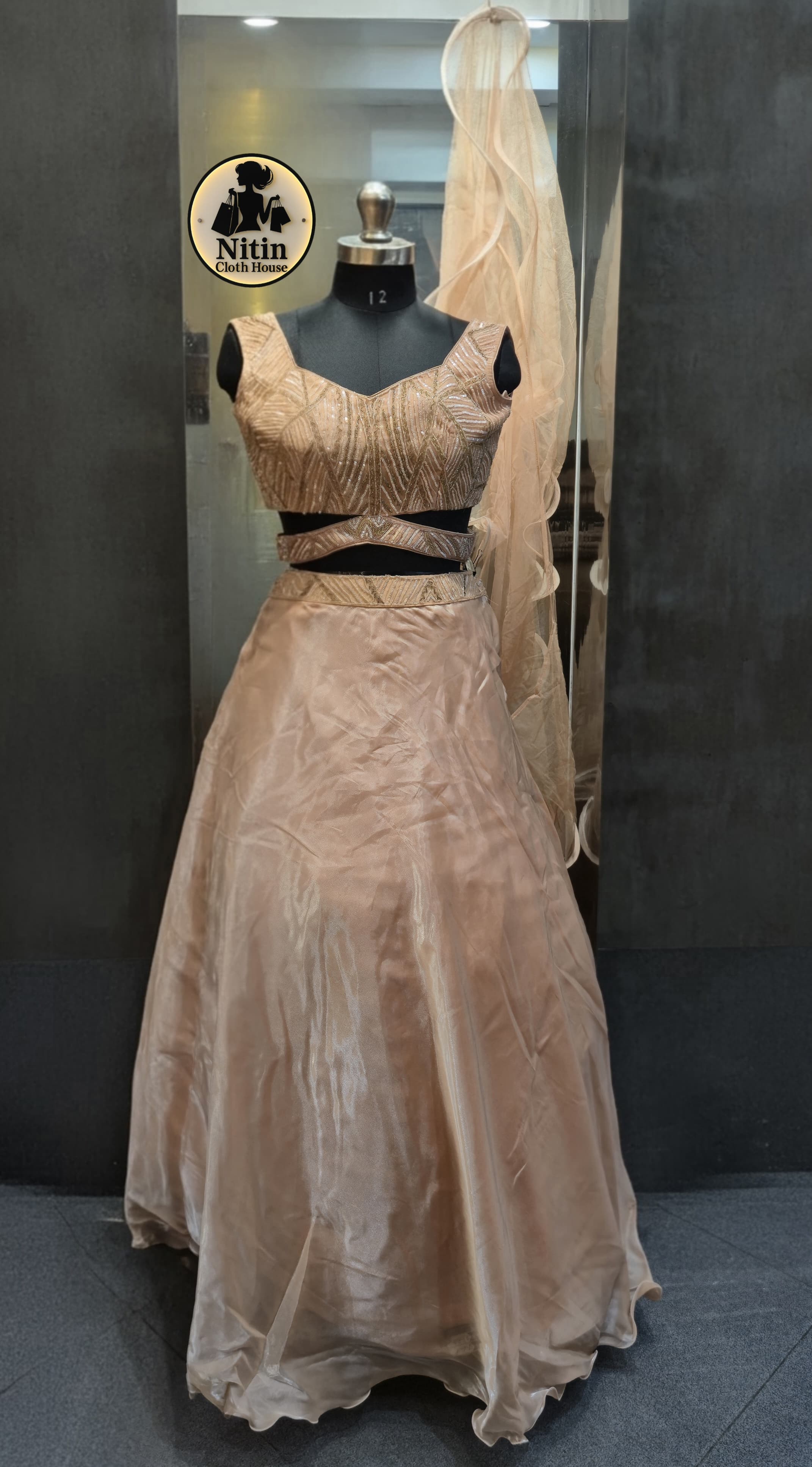 Elegant Champagne Zimmy Choo Lehenga Choli with Designer Dupatta ✨