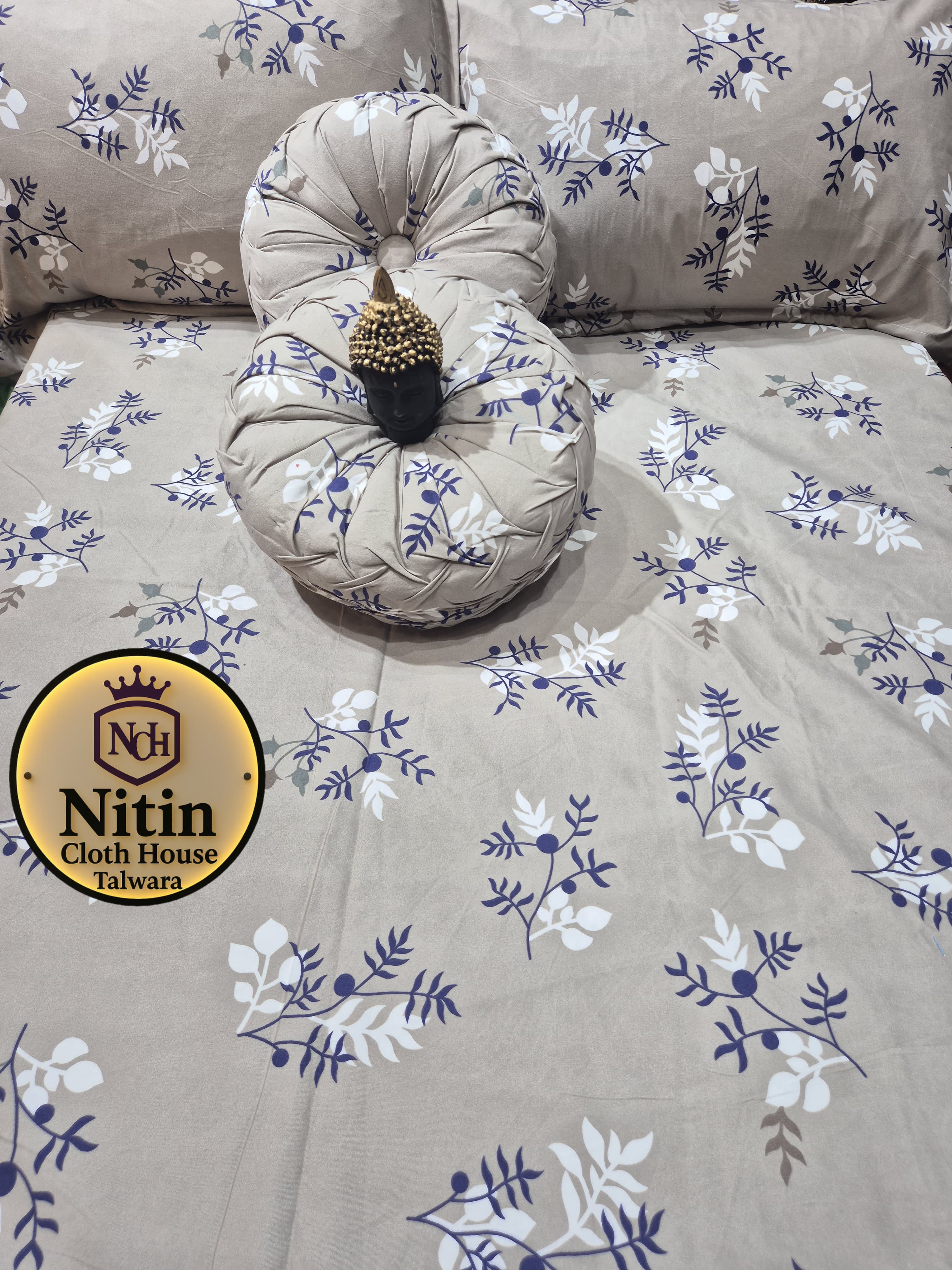 Soft Cotton Designer Bedsheet with Decorative Cushion – Premium