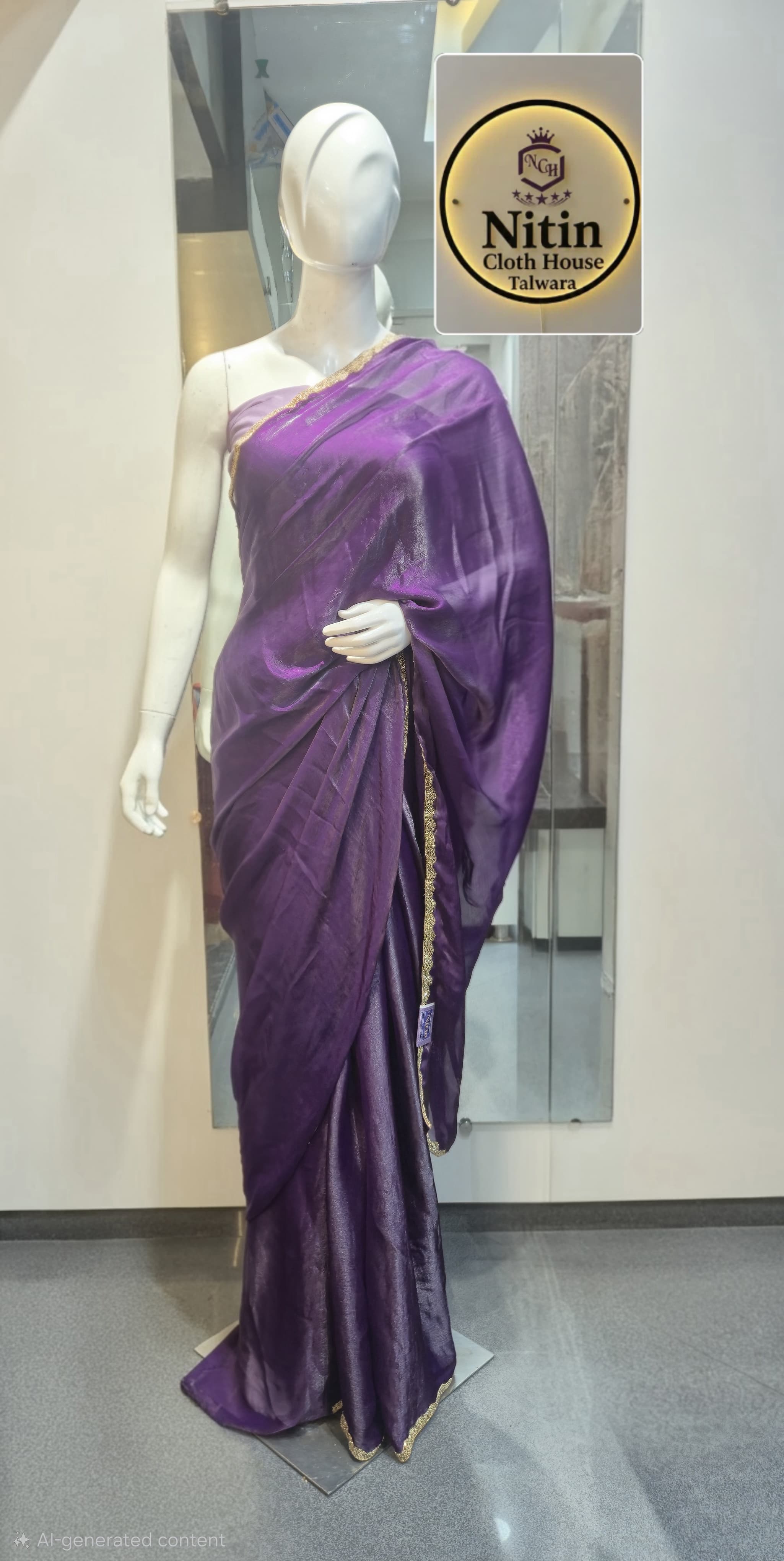 Premium Fendi Fabric Saree with Handworked Border..♥️