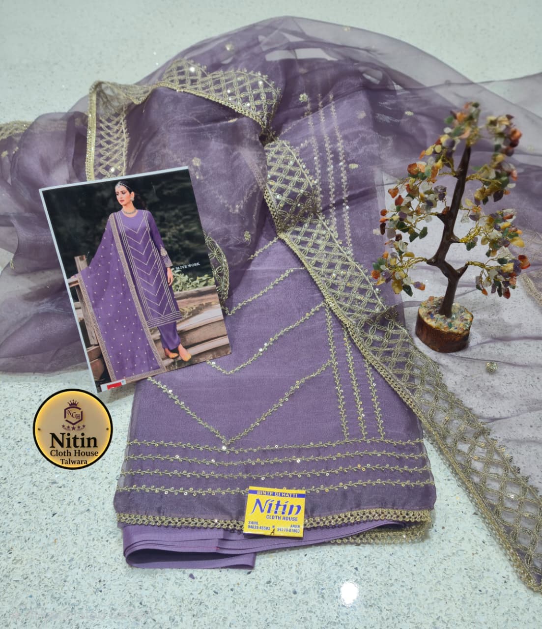 ✨ Premium Embroidered Glass Tissue Suit ✨