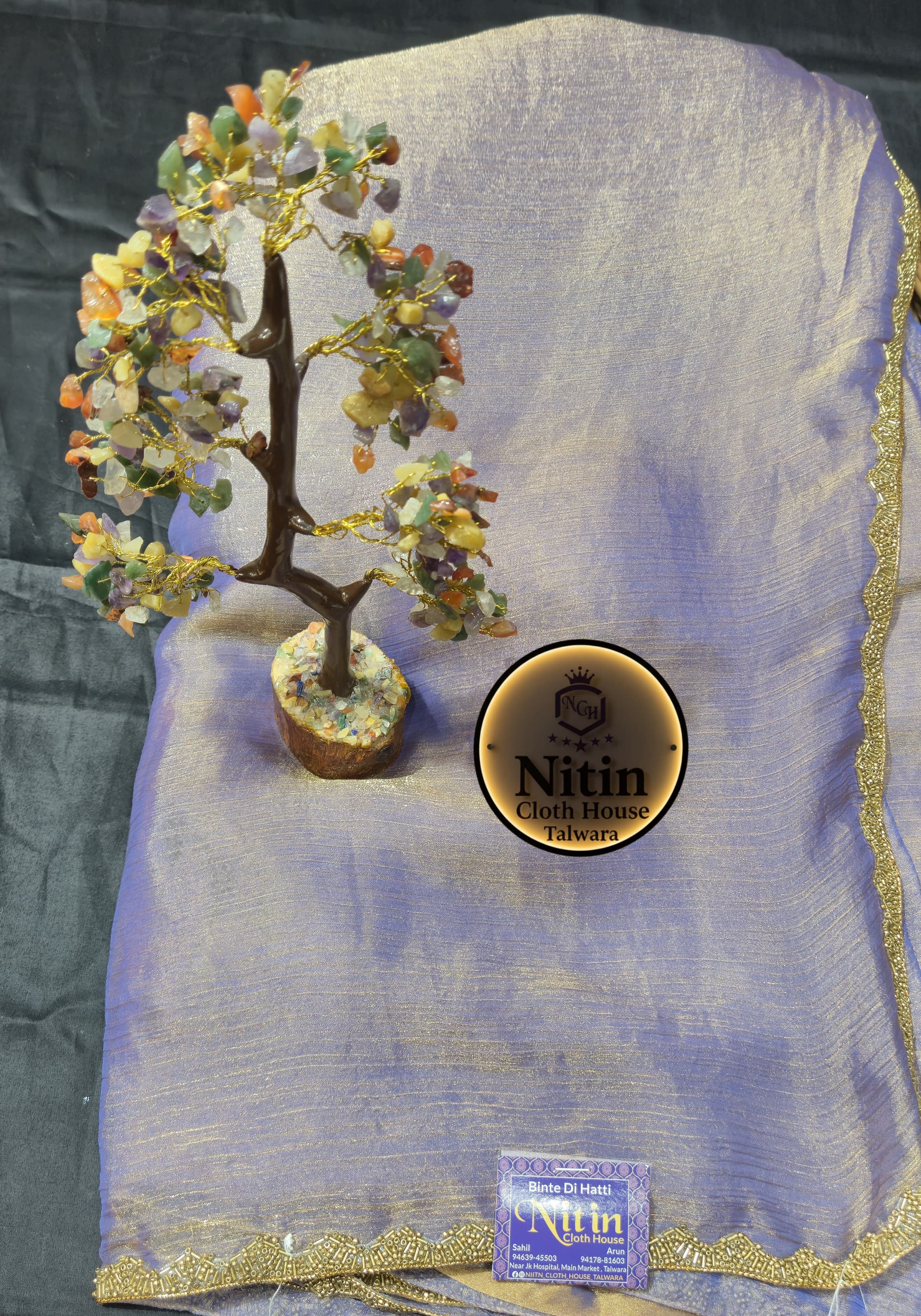 Premium Fendi Fabric Saree with Handworked Border..♥️