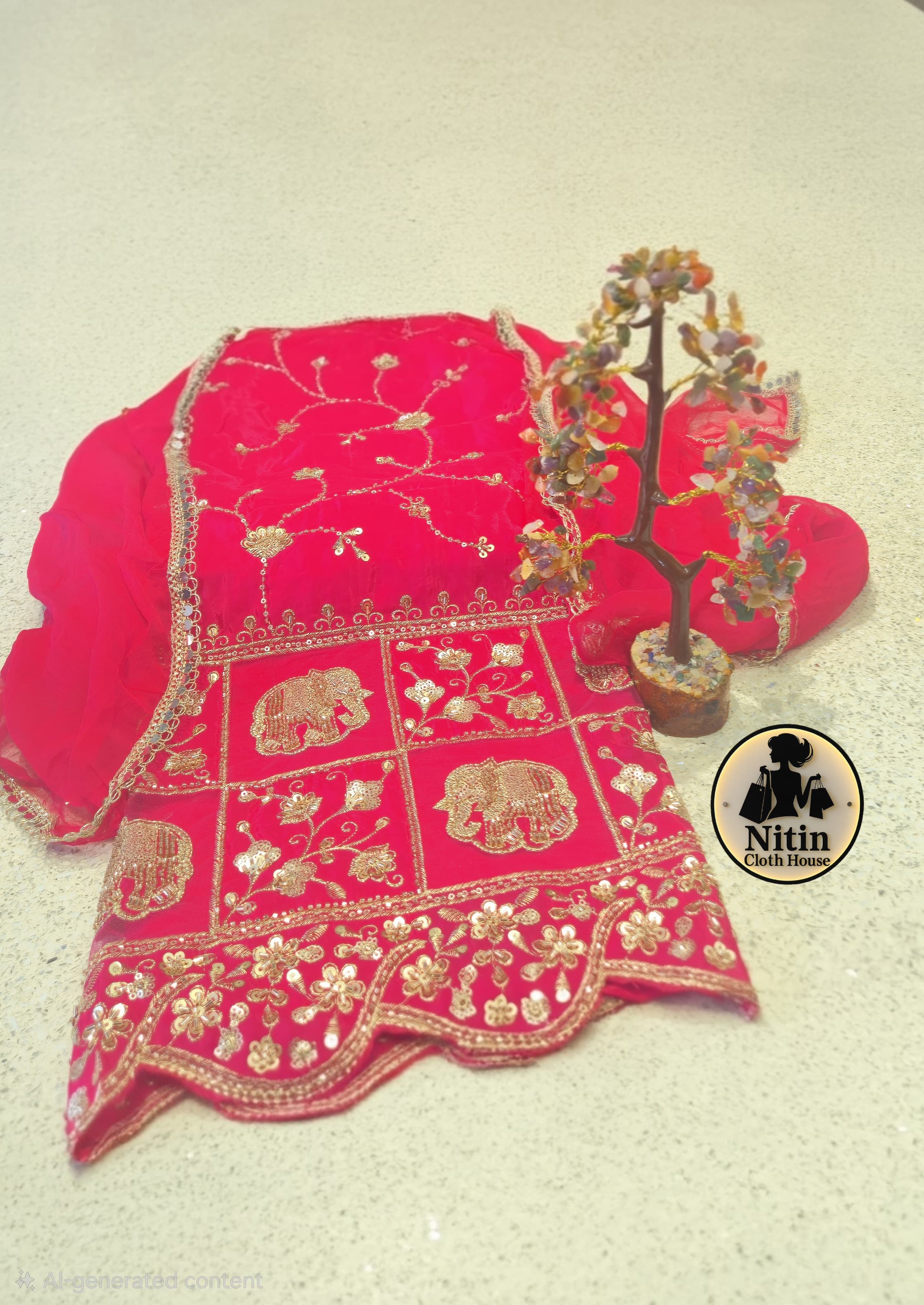 ✨ Elegant Glass Organza Suit ✨