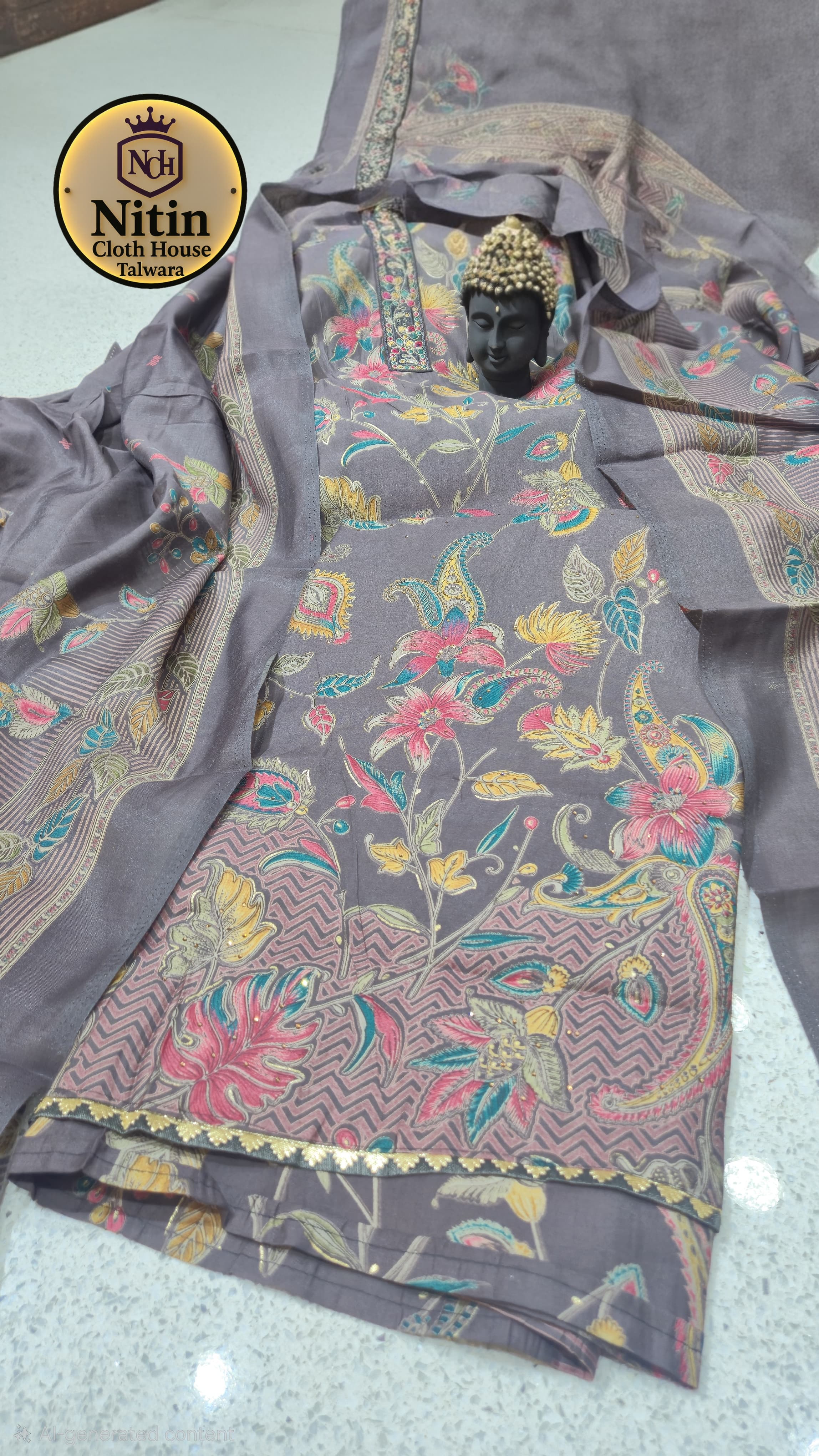 Blush  Floral Muslin Elegance Suit” 💗✨