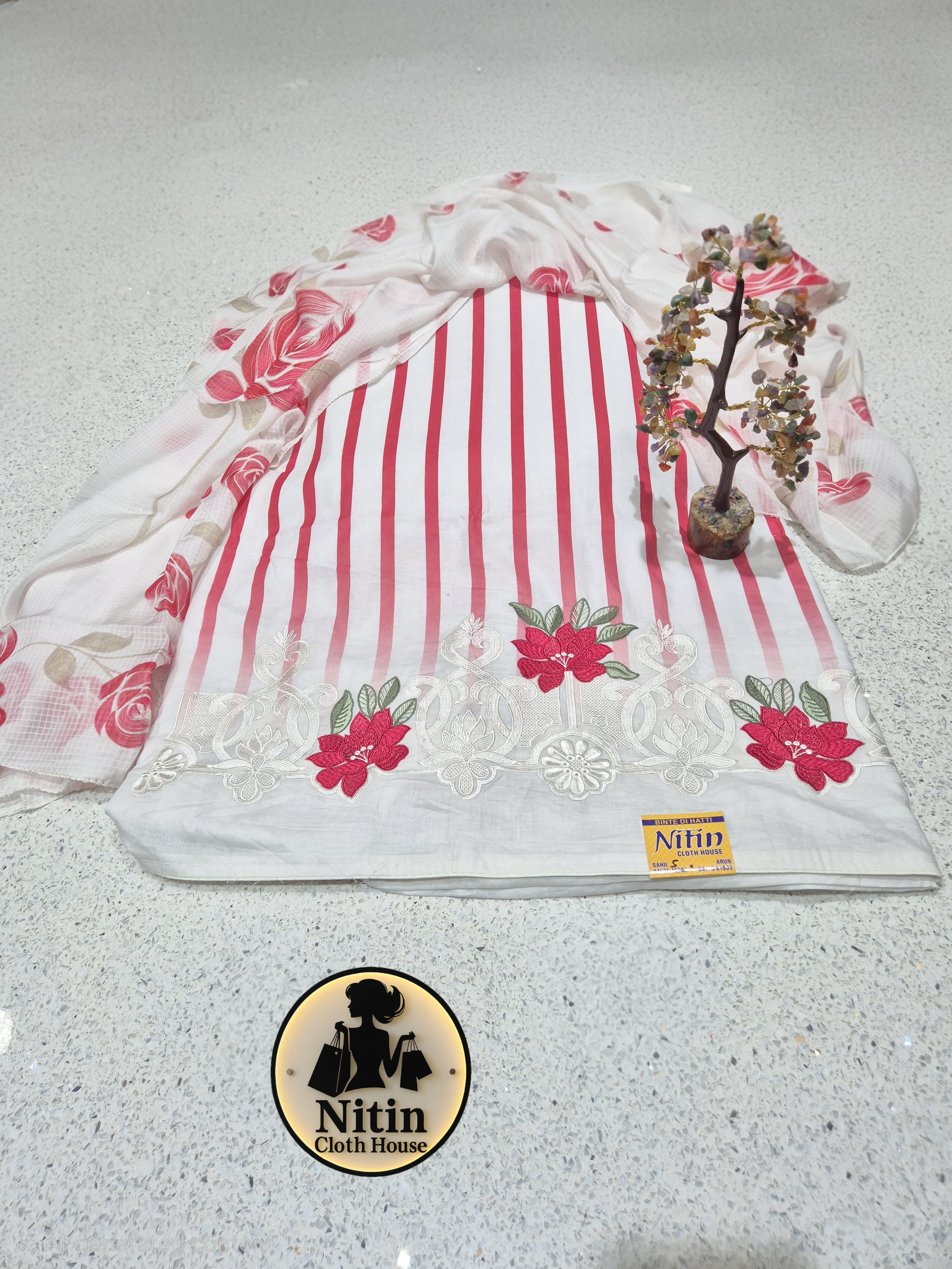 🌸 Elegant Stripe Cotton Suit Set 🌸