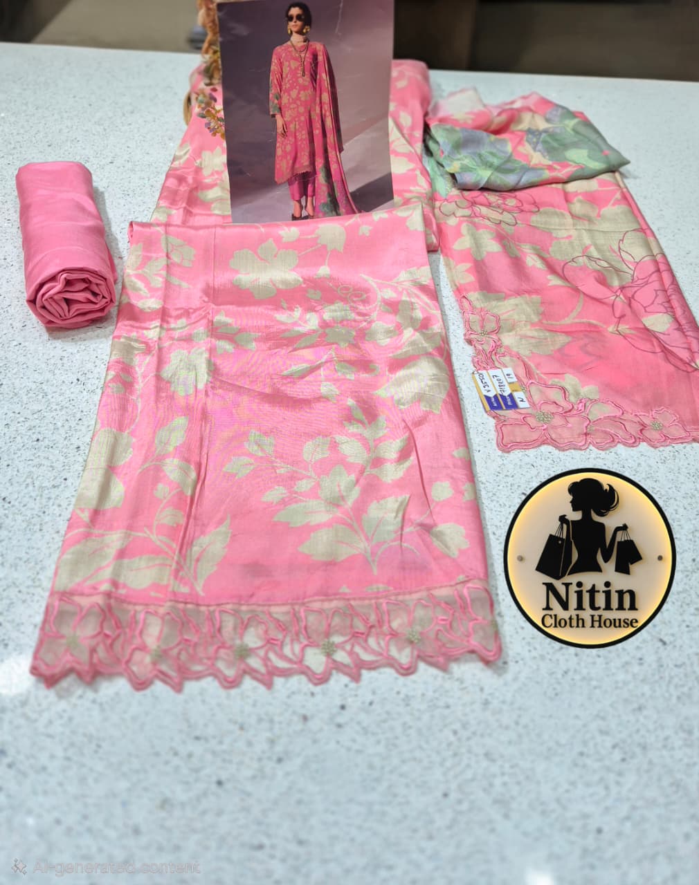 Sunny Floral Modal Cotton Suit Set with Elegant Lace Dupatta