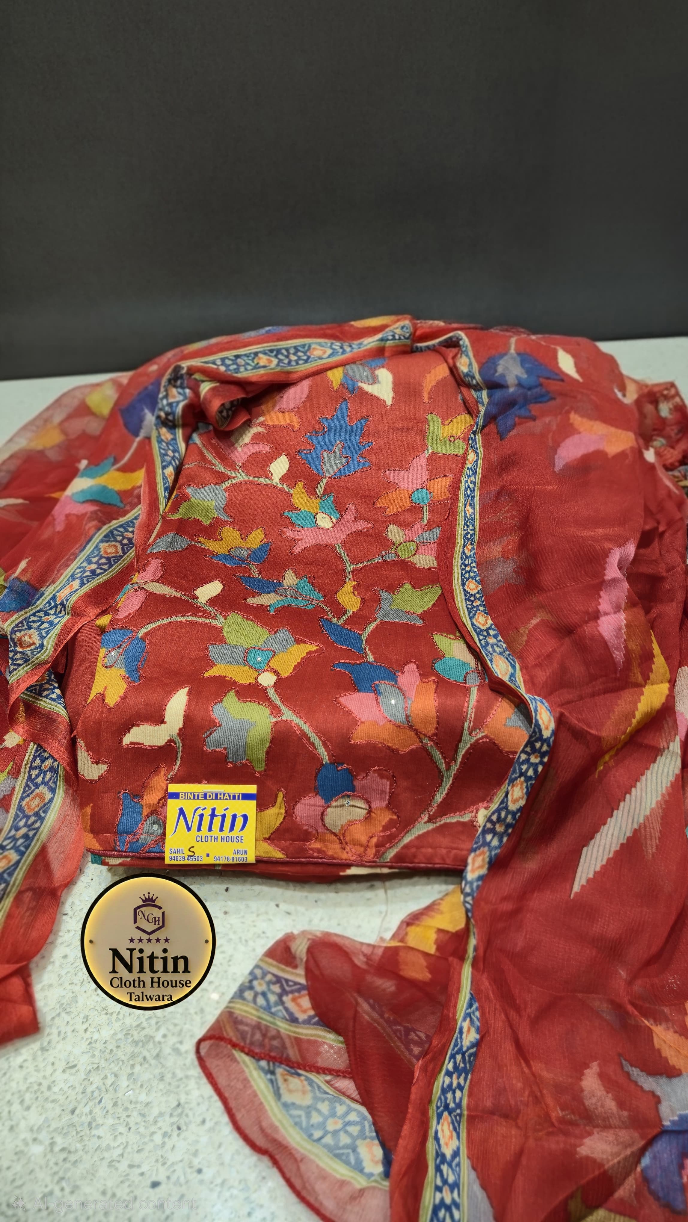 Printed Aari Work Zam Cotton Suit