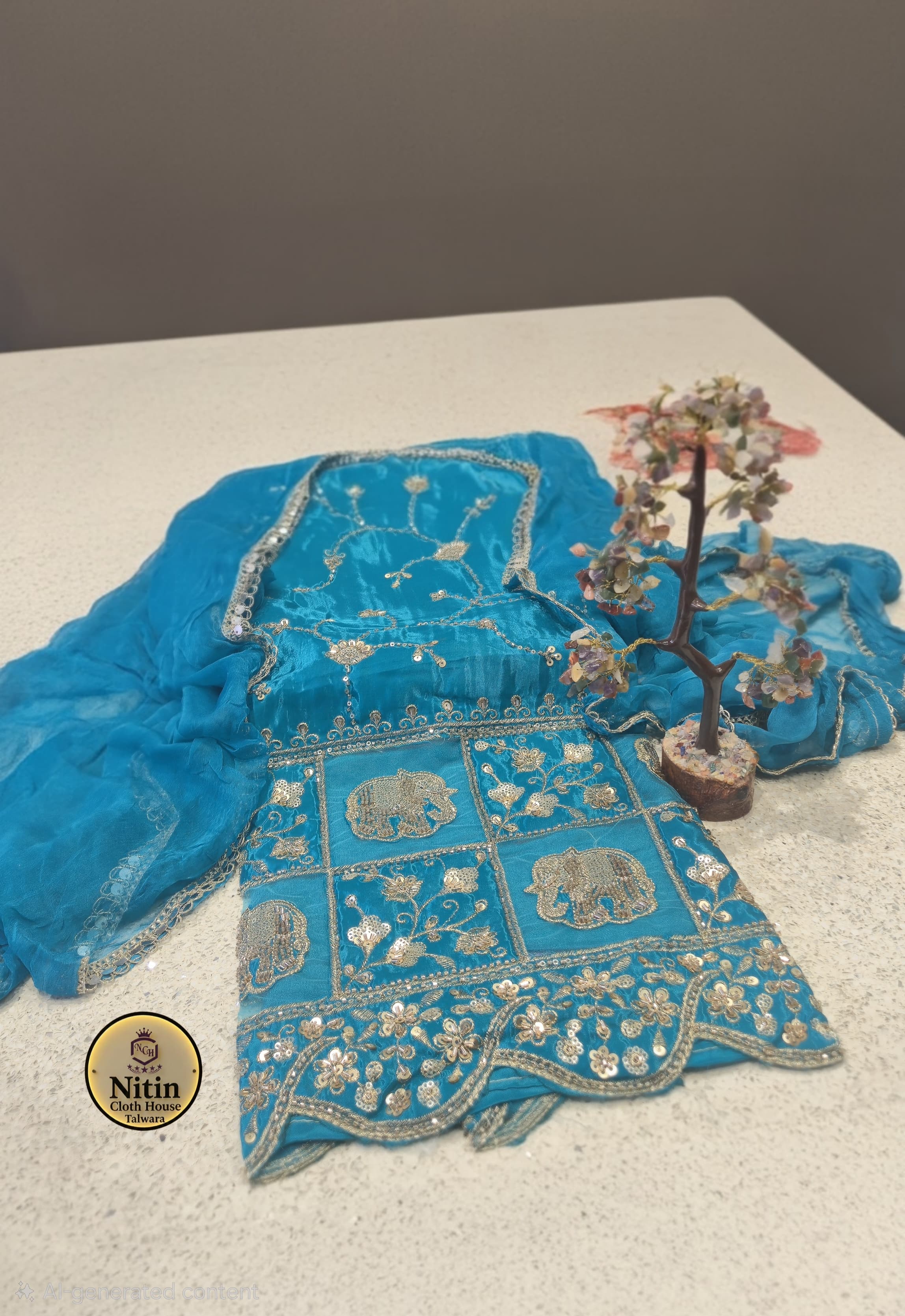 ✨ Elegant Glass Organza Suit ✨