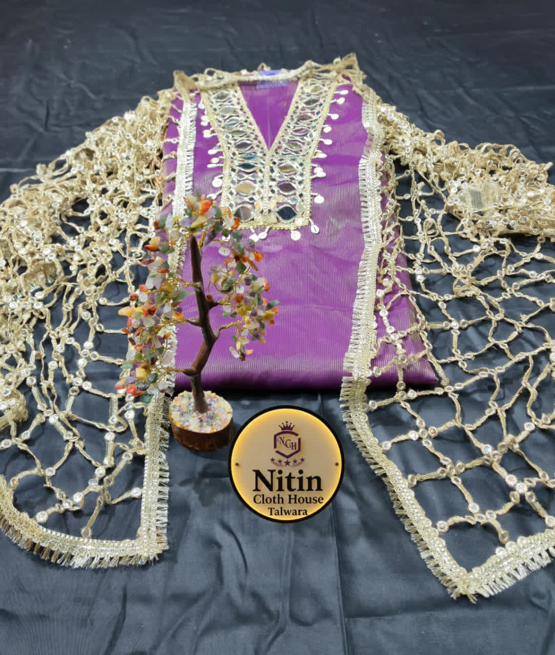 Teal Elegance with Golden Jaal Dupatta